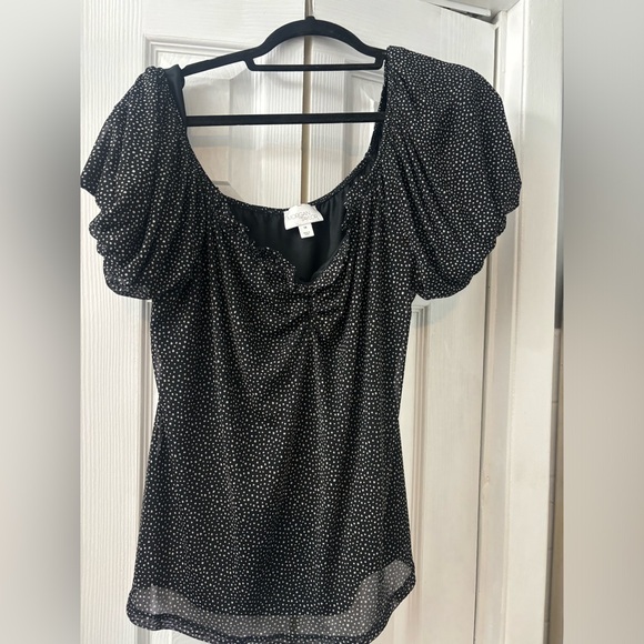 Morgan Taylor Tops - Morgan Taylor Black and White Polka Dot Blouse